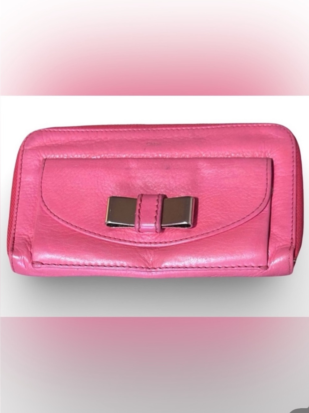 Chloe Pink Leather Bow Accent Wallet